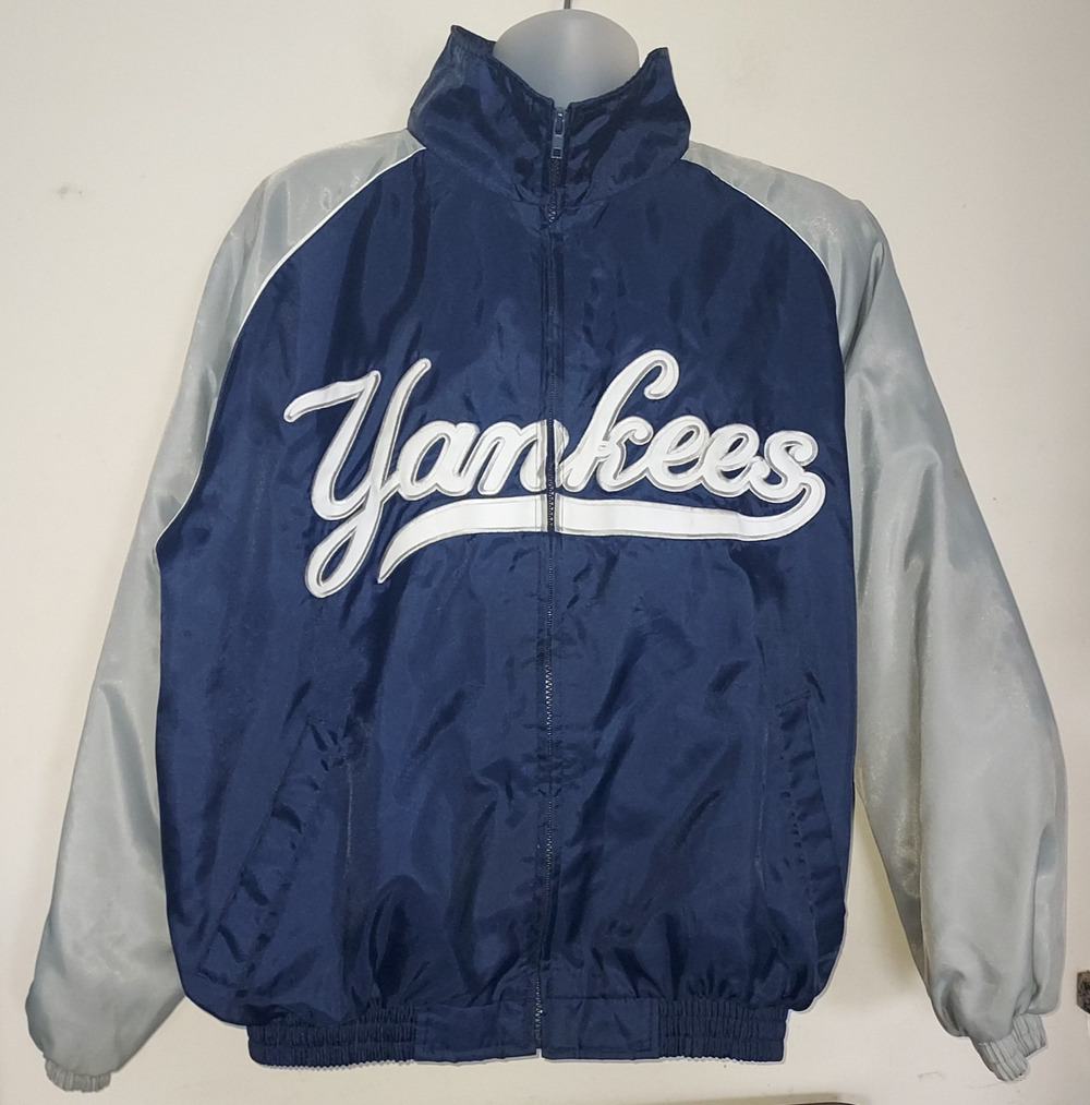 New York Yankees Men's Jacket Medium Full Zip Vintage Nylon Lined Majestic MLB
